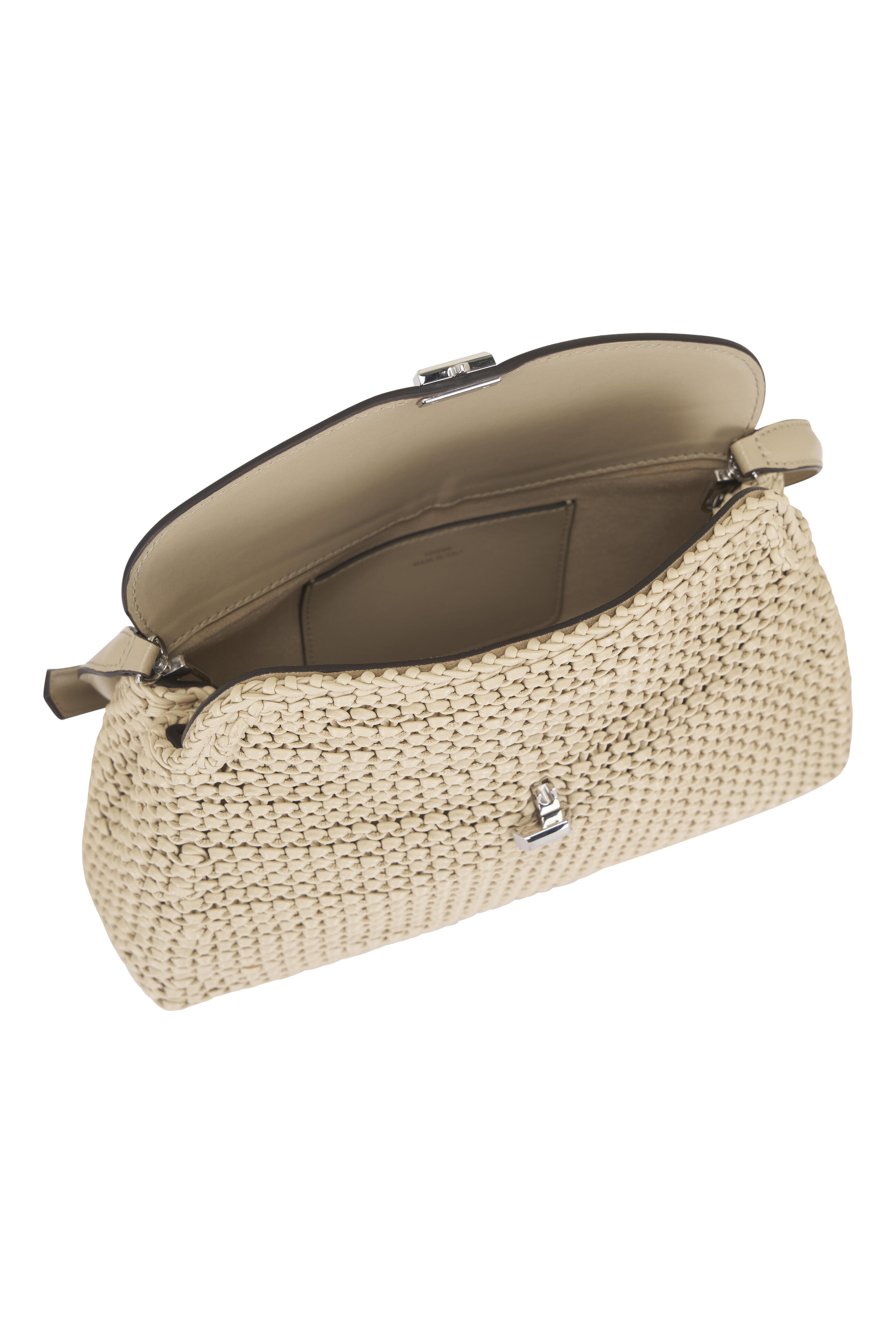 Totême - T-Lock Fawn Woven Leather Clutch