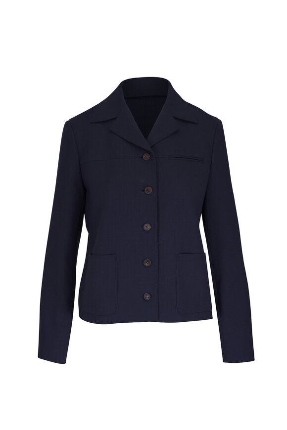 Lafayette 148 New York Ink Stretch Wool Patch Pocket Jacket