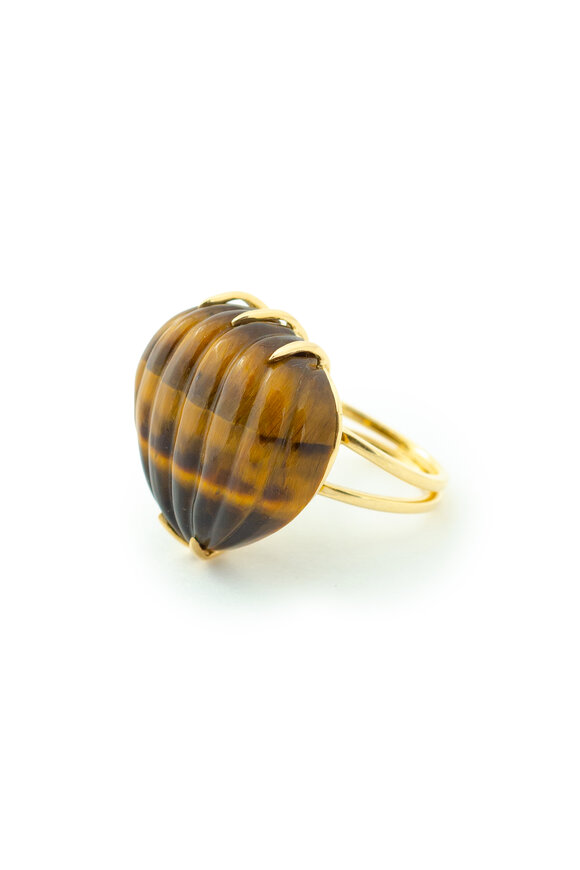 Haute Victoire - Tiger's Eye Carved Heart Ring