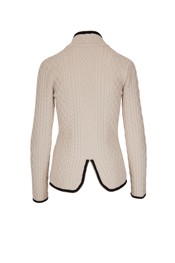 Giorgio Armani - Ivory & Black Wool Blend Knit Jacket