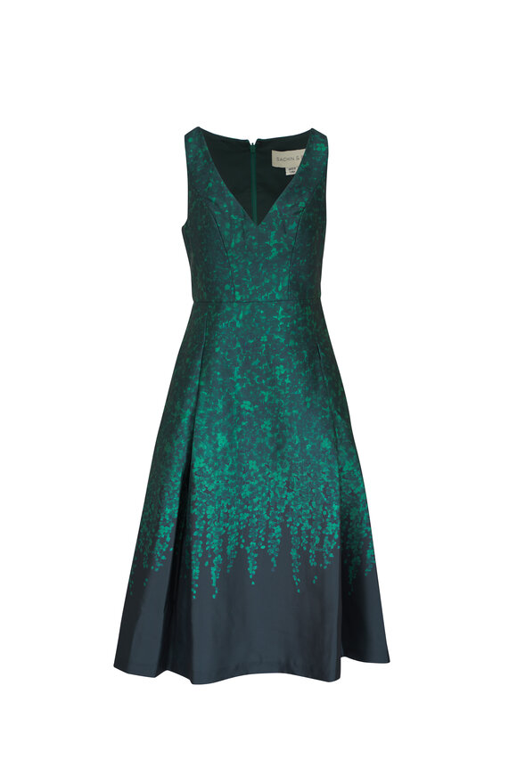 Sachin + Babi Anissa Emerald Wisteria Print Midi Dress