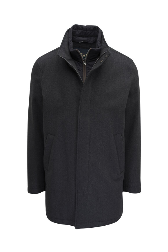 Herno - Charcoal Herringbone Storm Coat