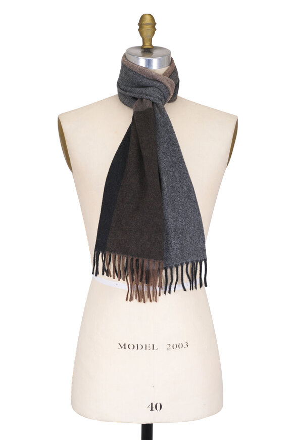 Chelsey Imports Taupe & Gray Check Cashmere Scarf