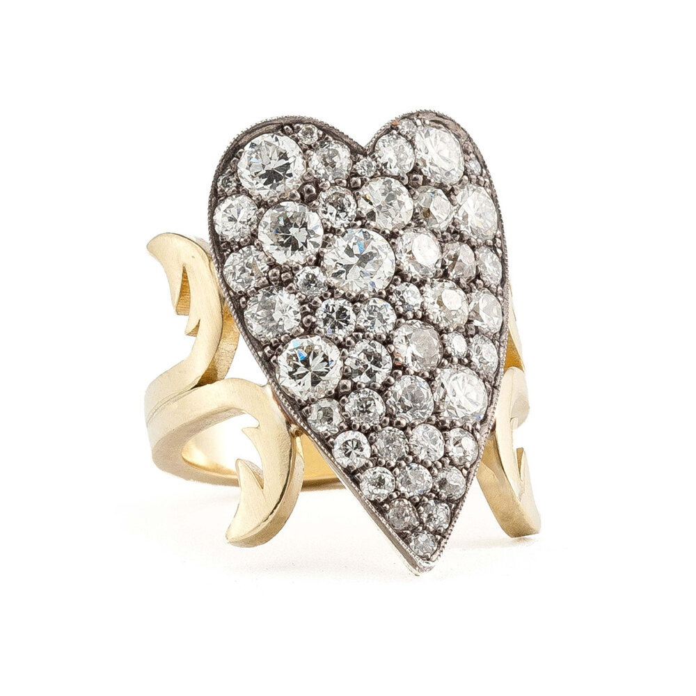Sylva & Cie - Old European Cut Diamond Heart Ten Table Ring
