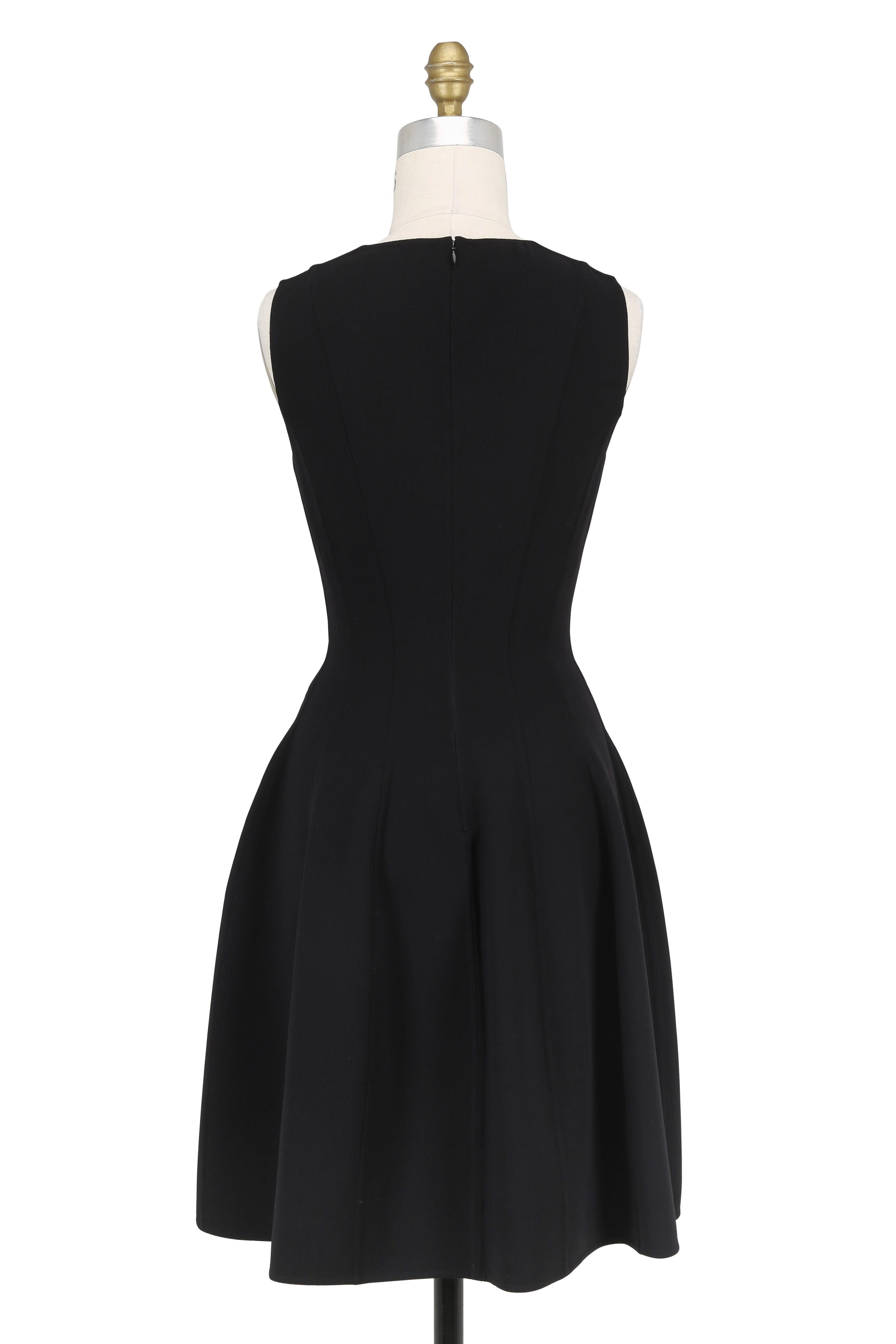 Michael Kors Collection - Black Stretch Wool Fit & Flare Sleeveless Dress