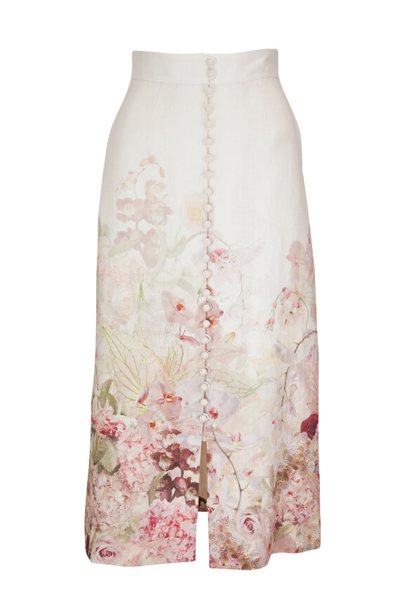 Zimmermann - Dancer Buttoned Floral Midi Skirt