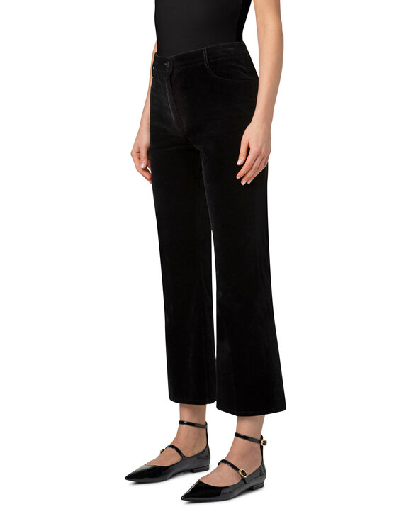 Akris Punto - Cali Black Velvet Bootcut Cropped Pant 