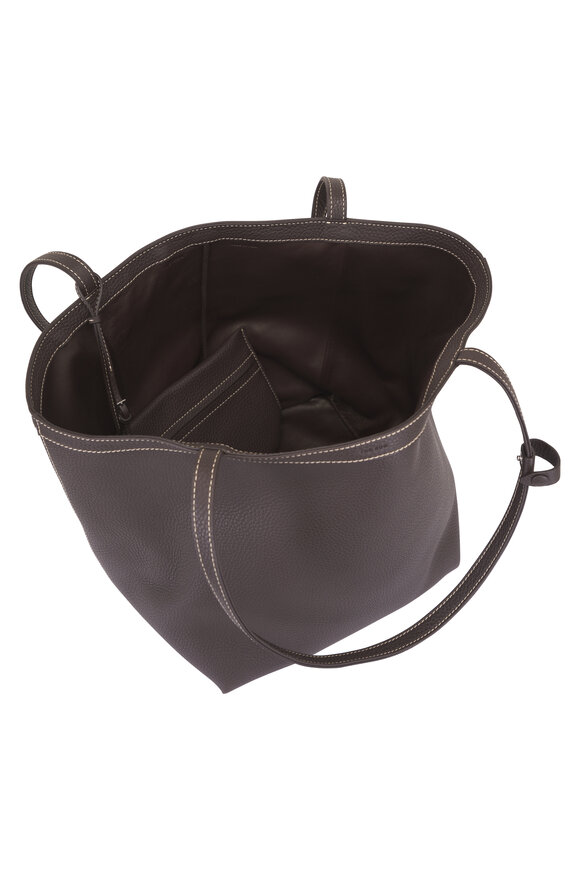 The Row Park Three Stitch Dark Brown & Ecru Leather Tote - view 5