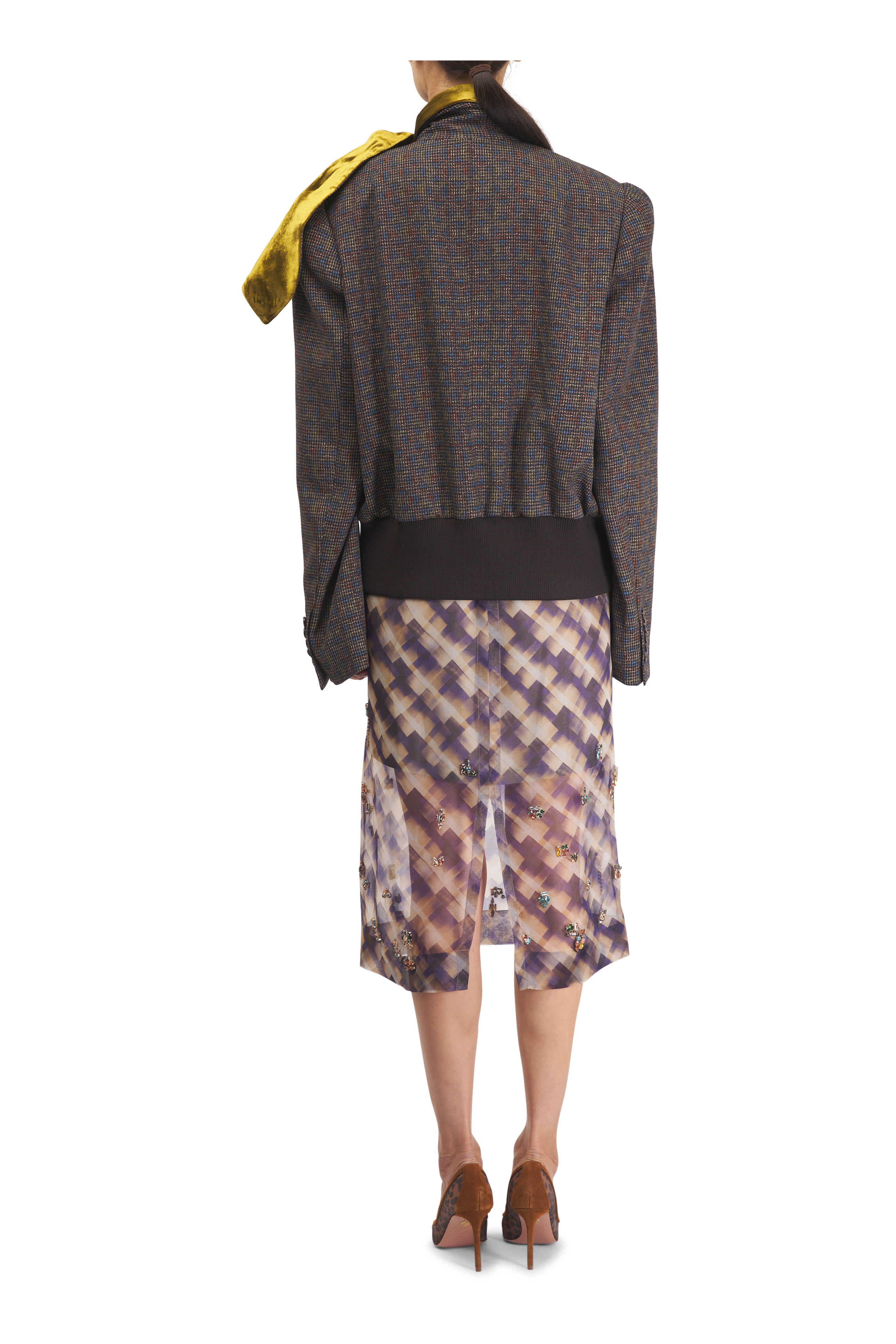 Dries Van Noten - Black & Khaki Multi Houndstooth Print Jacket