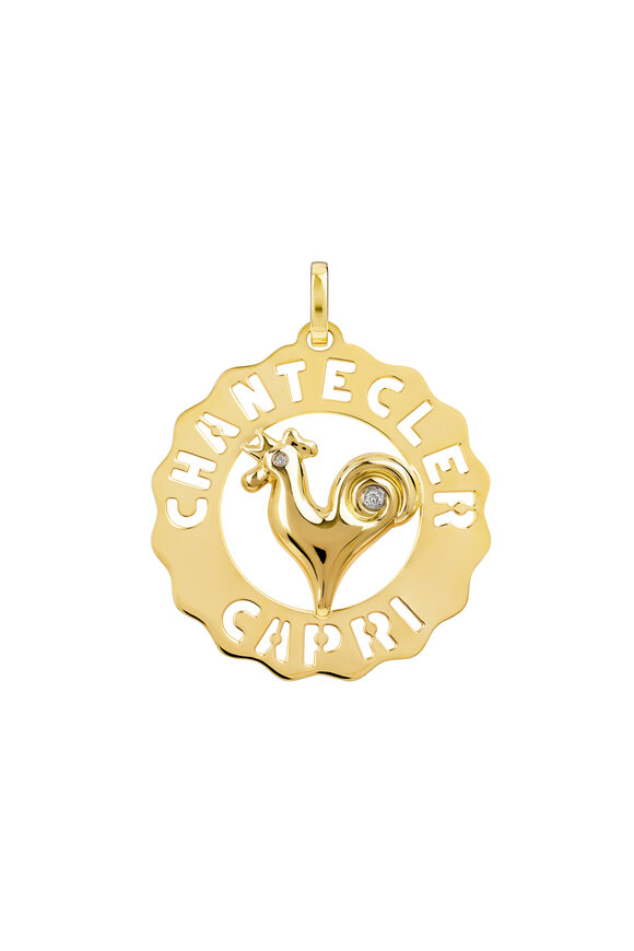 Chantecler 18k Yellow Gold Diamond Rooster Charm