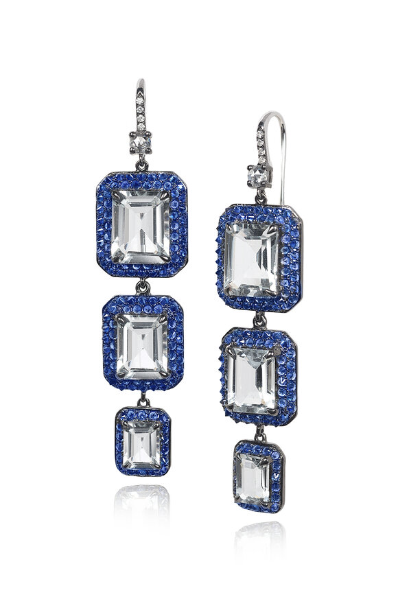 Nam Cho 18k Zircon Blue Sapphire Triple Drop Earring - view 1