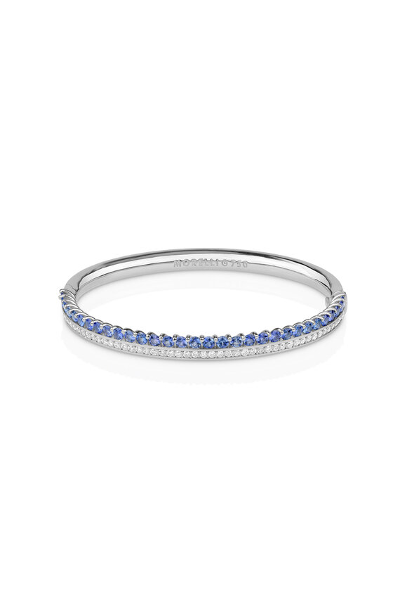 Paul Morelli 18k White Gold Pave Diamond & Sapphire Bracelet - view 1