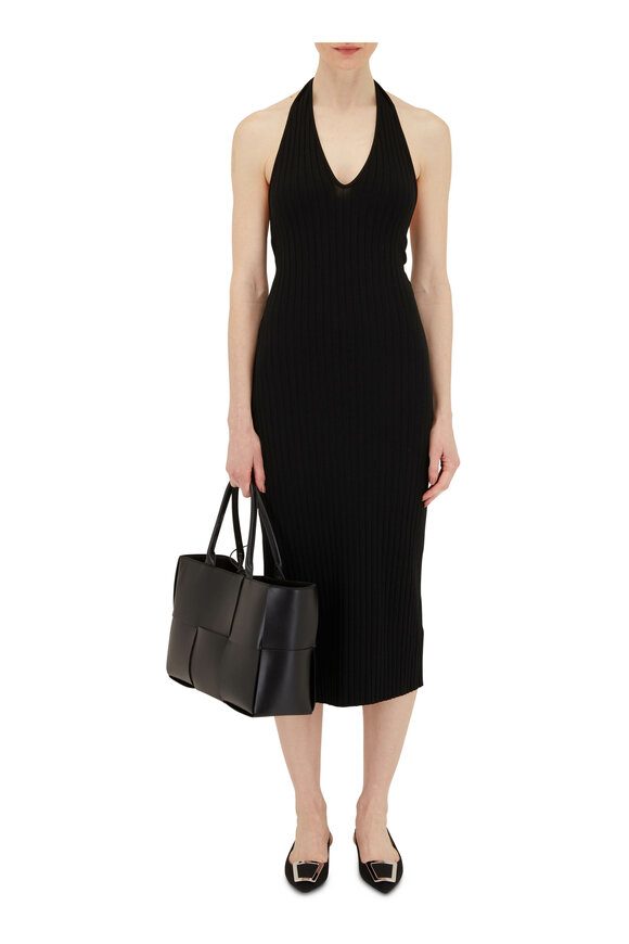 Vince - Black Ribbed Halter Dress