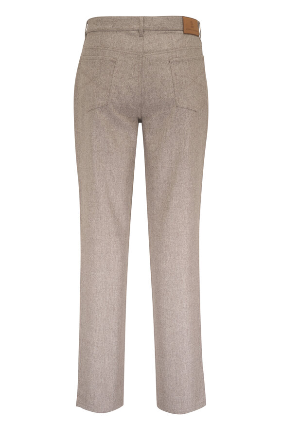 Brunello Cucinelli Stone Virgin Wool Flannel Five Pocket Pant - view 2