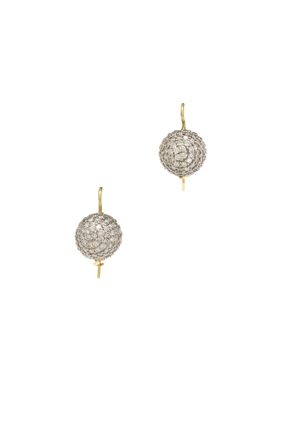 Renee Lewis 18k Yellow Gold Pave Diamond Sphere Earring