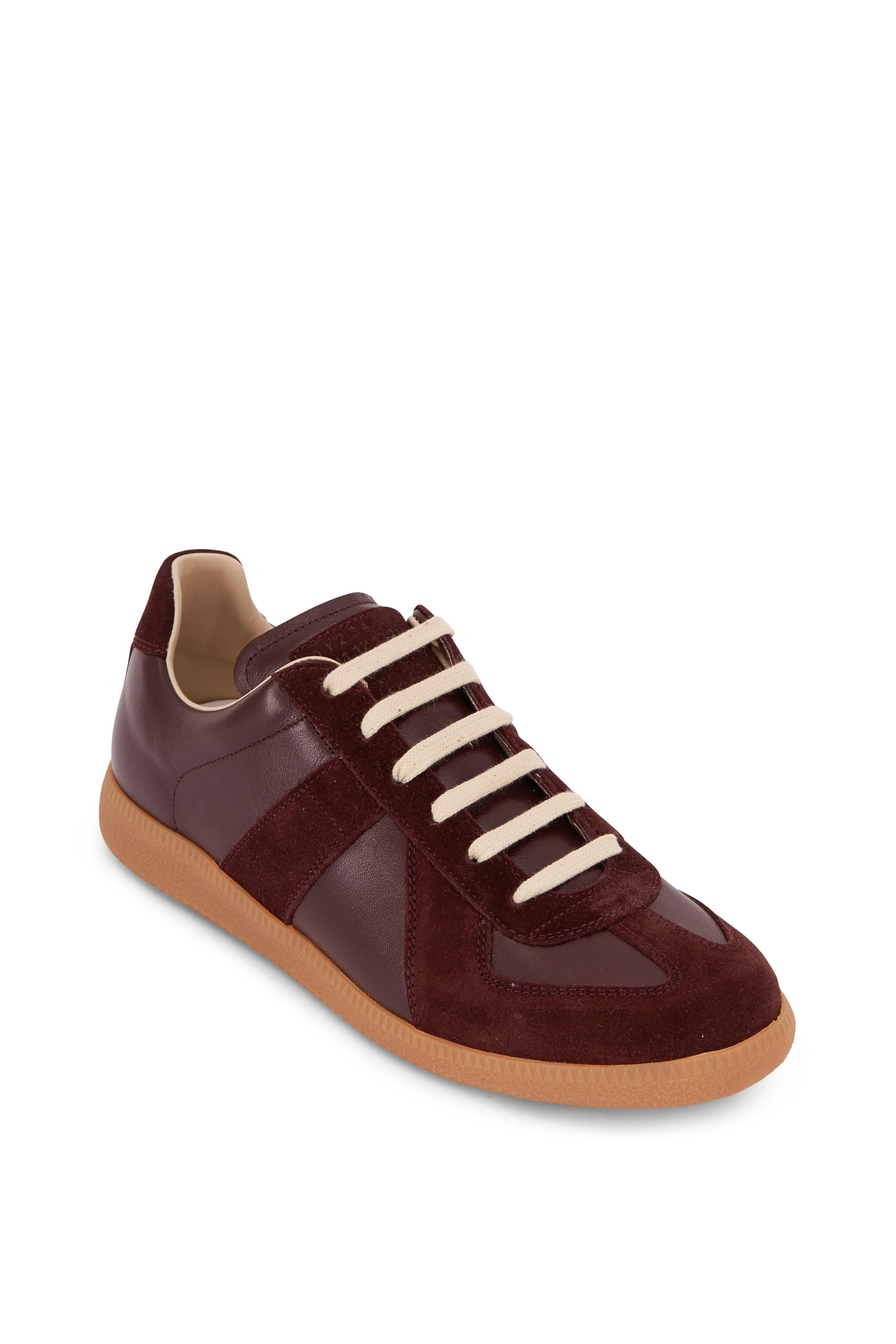 Maison Margiela - Replica Wine Leather & Suede Lace-Up Sneaker