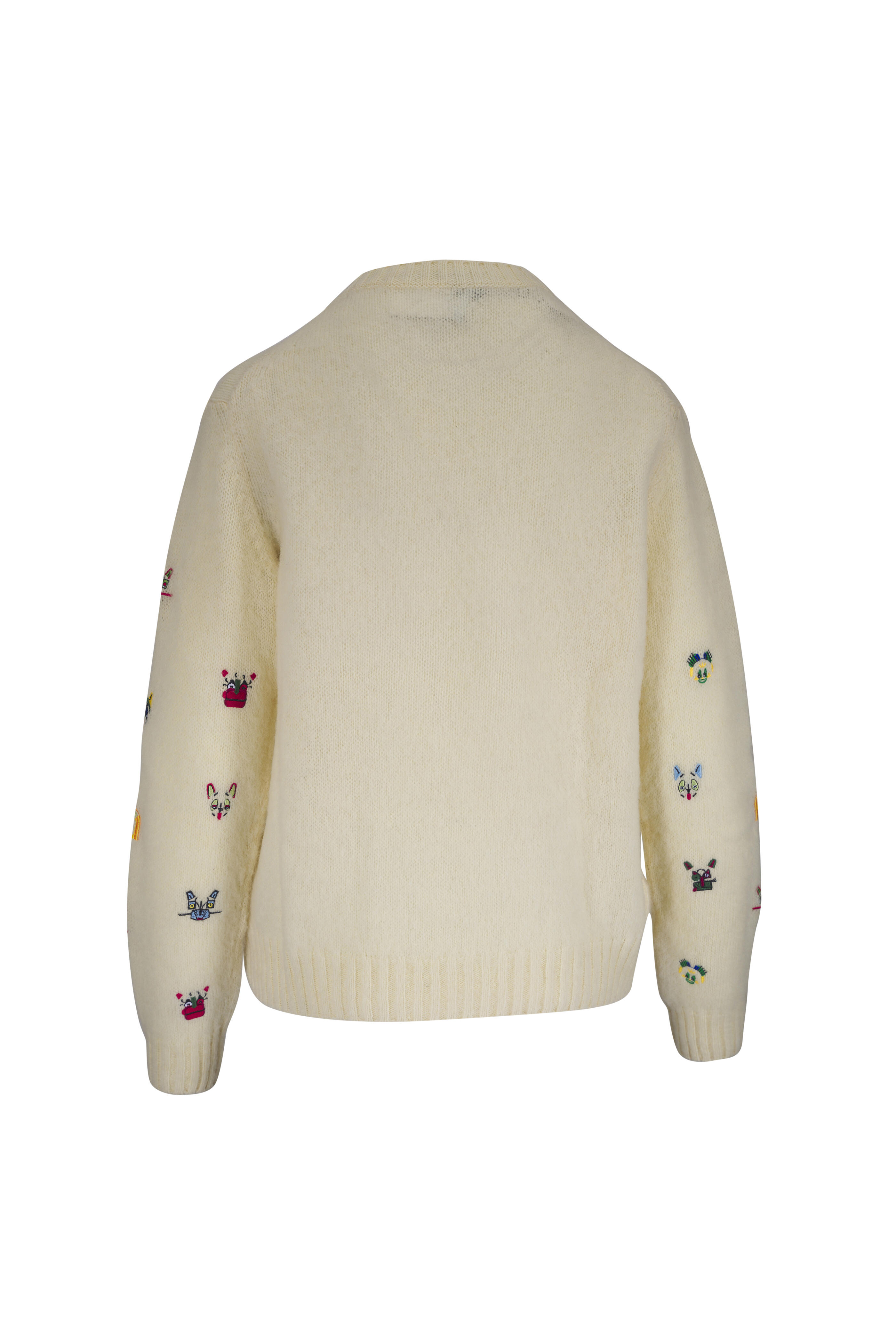 Loewe - White Multi Futurist Cat Embroidered Sweater