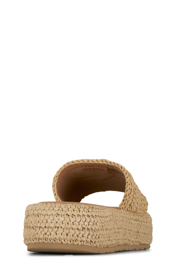 Prada - Natural Raffia Flatform Slide Sandal, 35mm