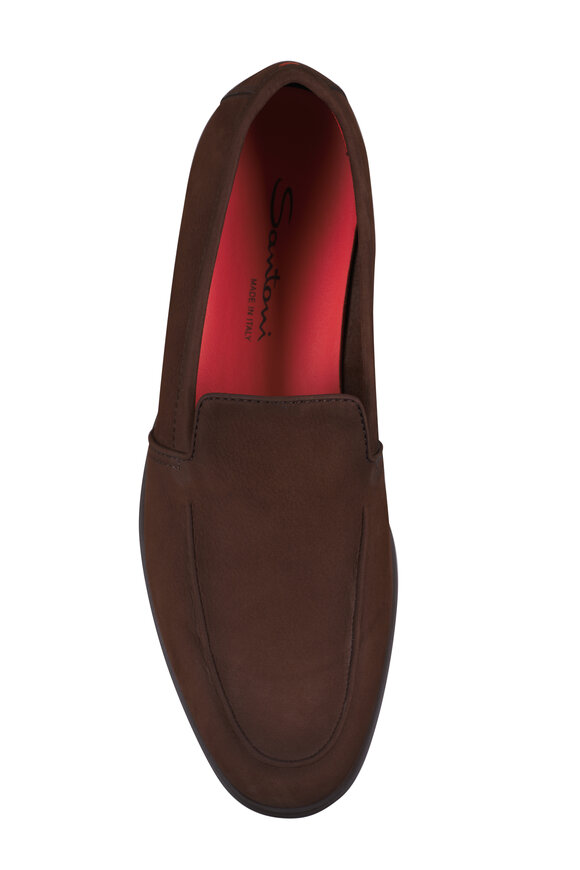 Santoni Malibu Dark Brown Suede Loafer - view 7