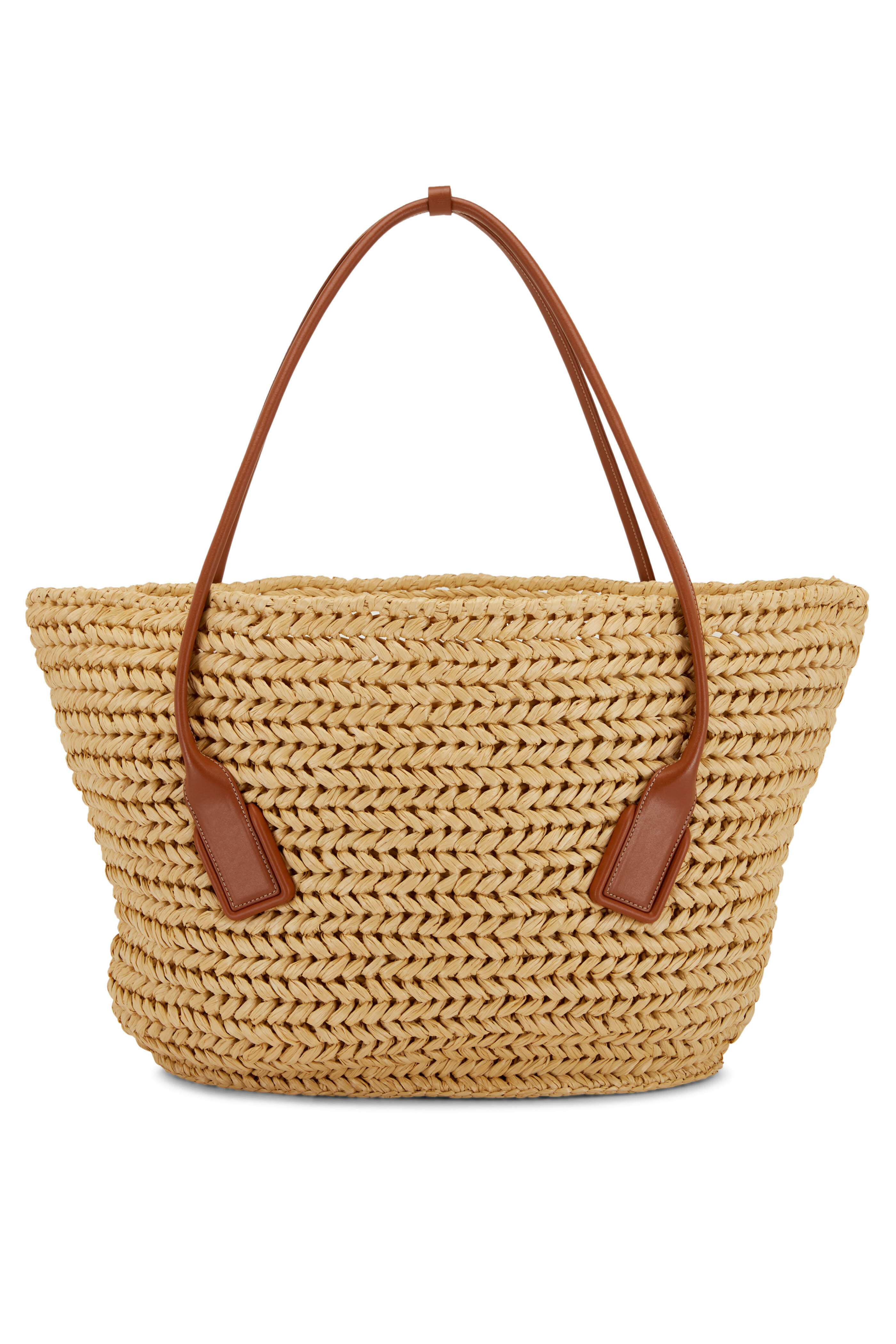 Bottega Veneta - Acro Crochet Natural Wood Raffia Tote