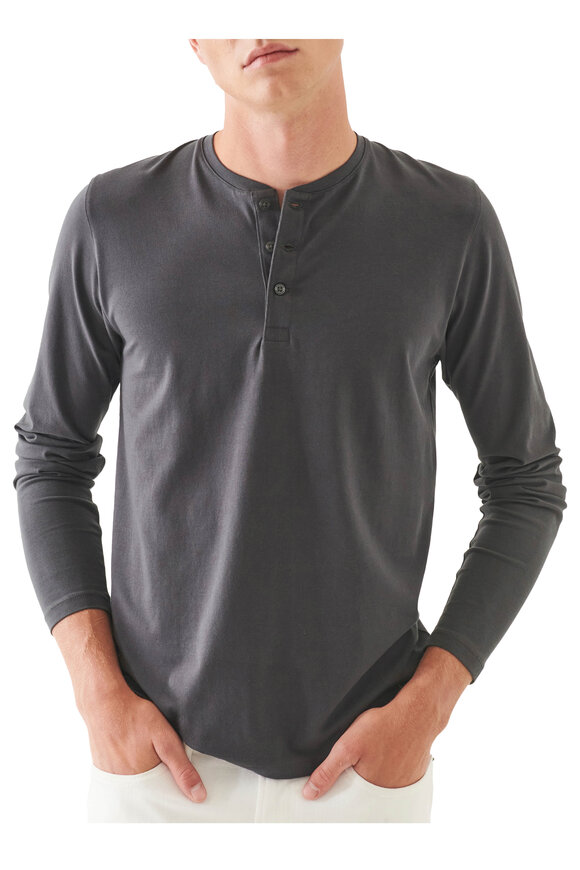 Patrick Assaraf - Gray Long Sleeve Pima Cotton Henley