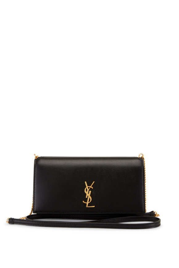 Saint Laurent - Cassandre Black Smooth Leather Phone Holder