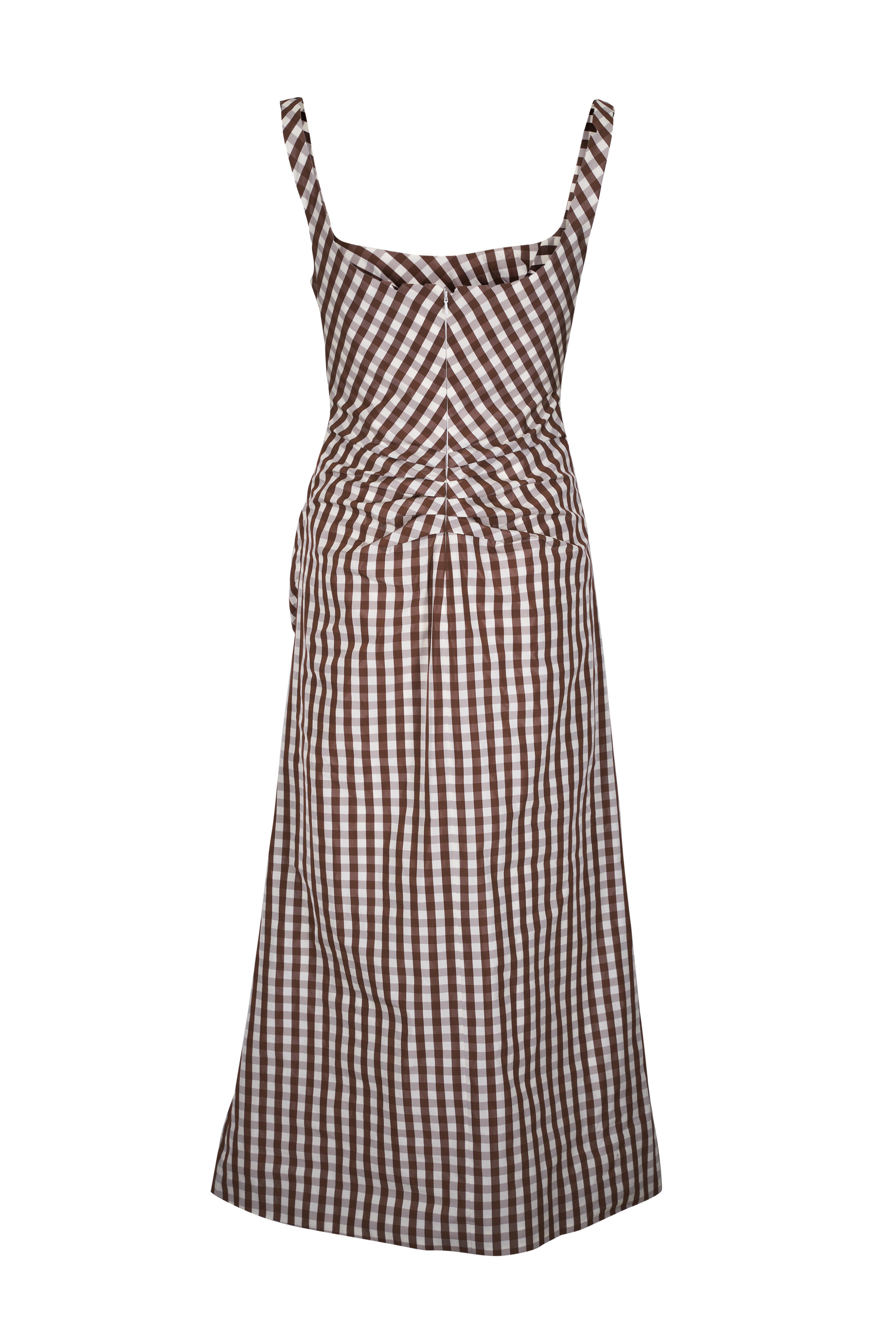 Lela Rose - Walnut Plaid Taffeta Midi Dress