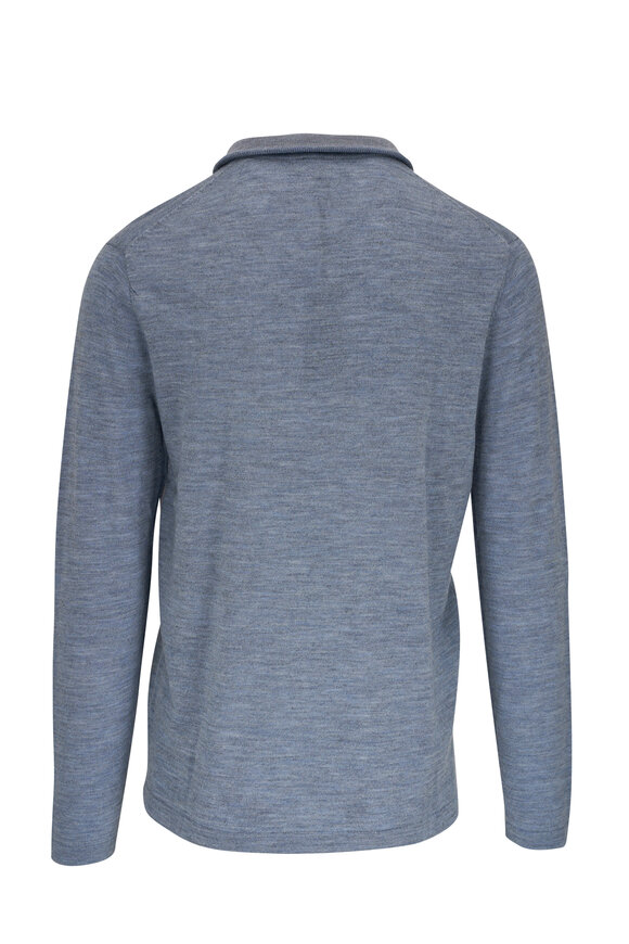 Patrick Assaraf - Dusky Blue Merino Wool Quarter Zip Pullover