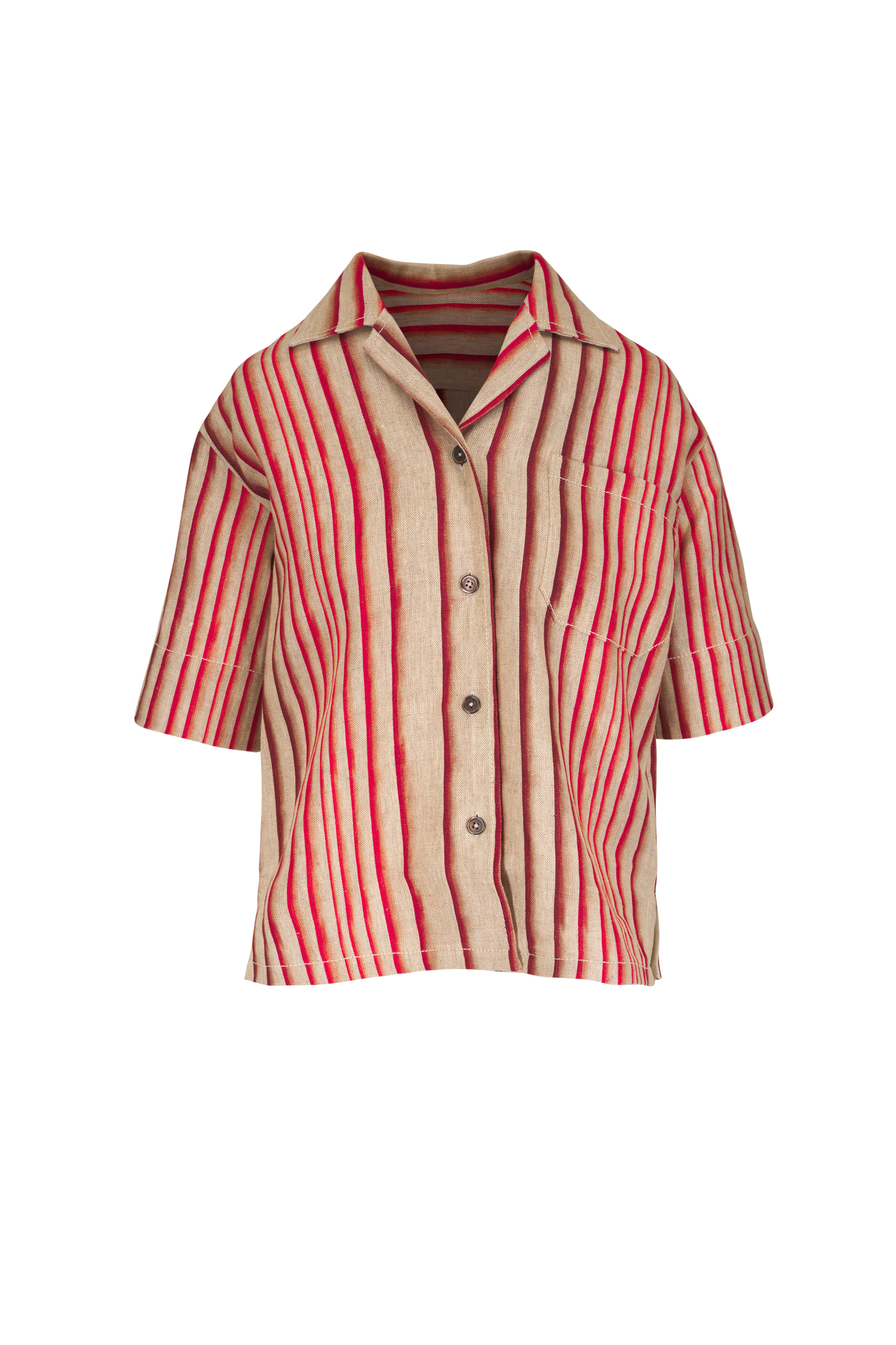 Odeeh - Auburn Degradé Stripe Linen Button Up