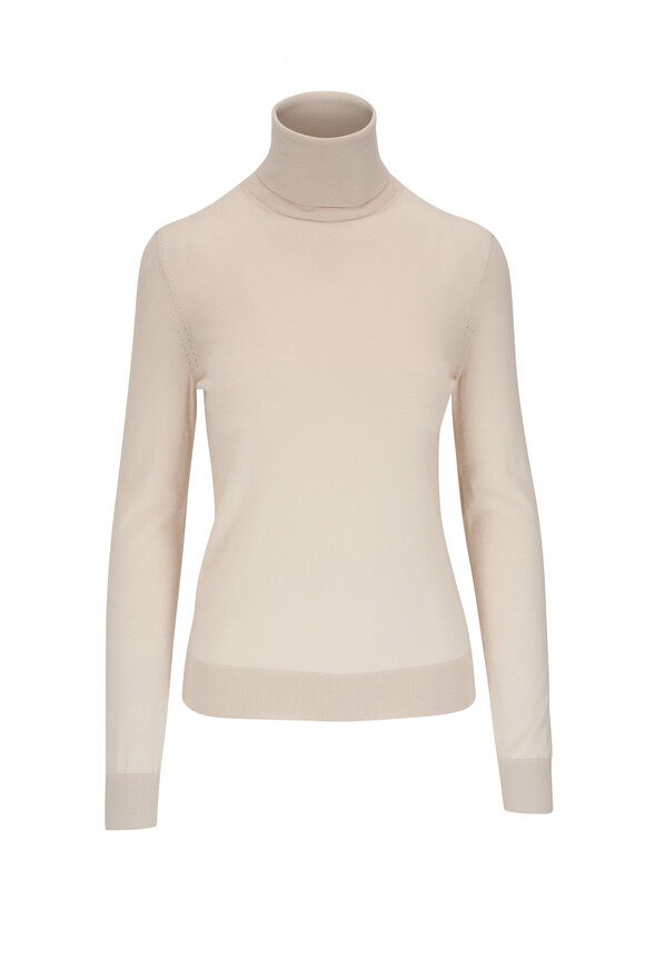 Brunello Cucinelli - White Cotton Monili V-Neck Long Sleeve Top
