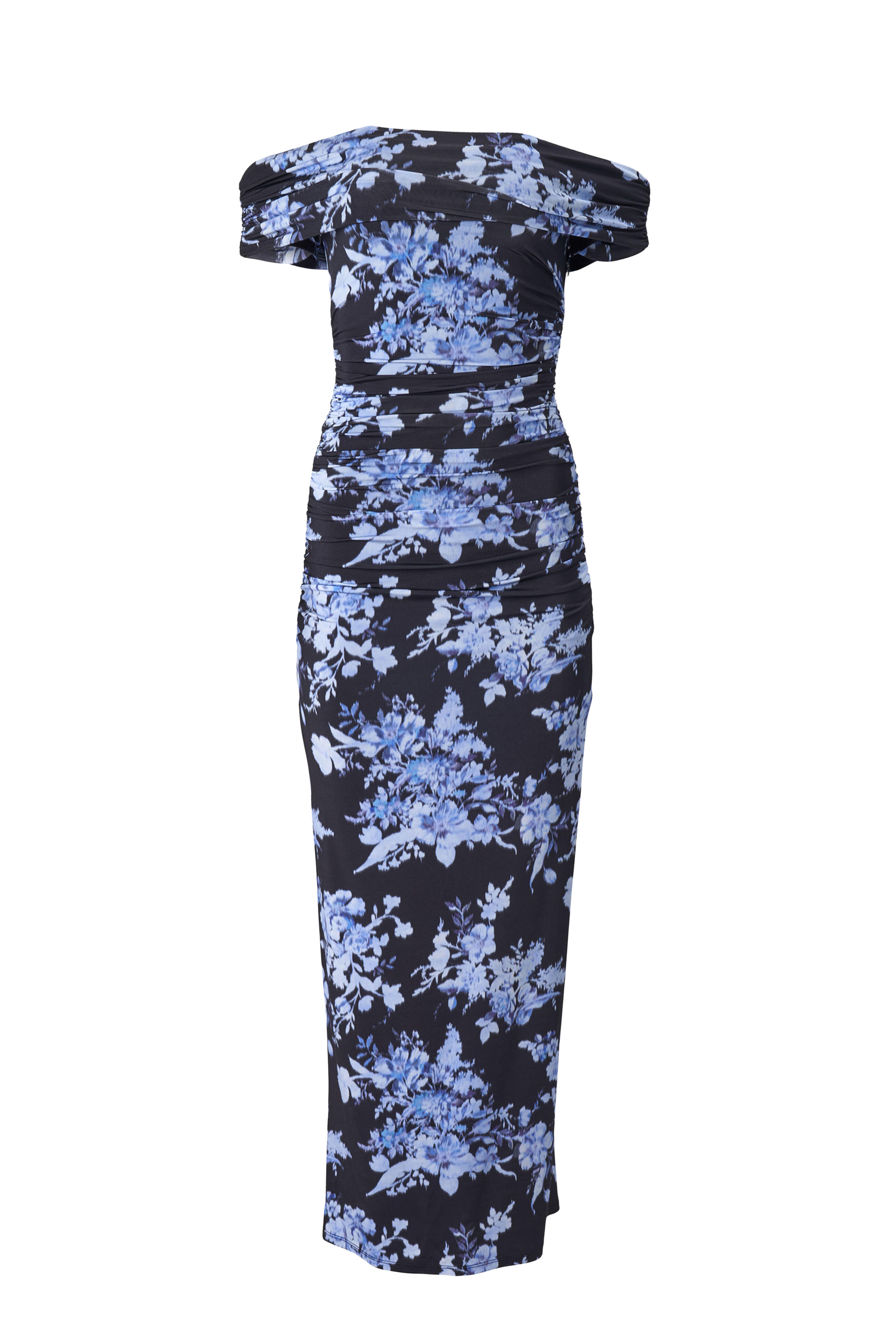 Carolina Herrera - Midnight Multi Floral Print Ruched Midi Dress