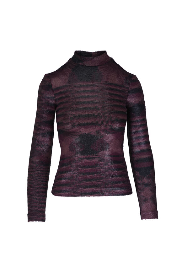 Missoni Black & Purple Multi Mock Neck Top