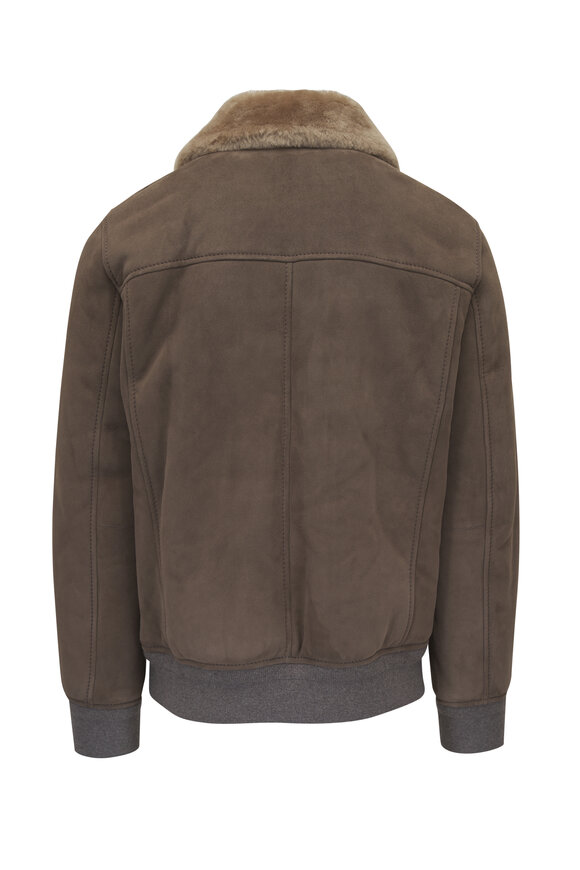 Brioni - Avaitor Brown Suede Shearling Jacket 