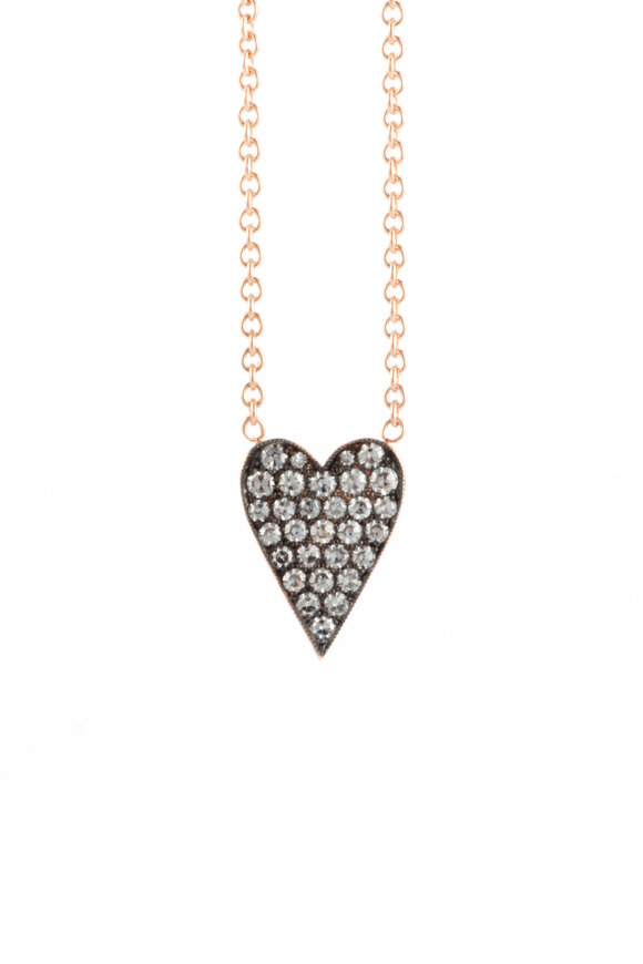 Sylva & Cie Ten Table Diamond Heart Pendant Necklace