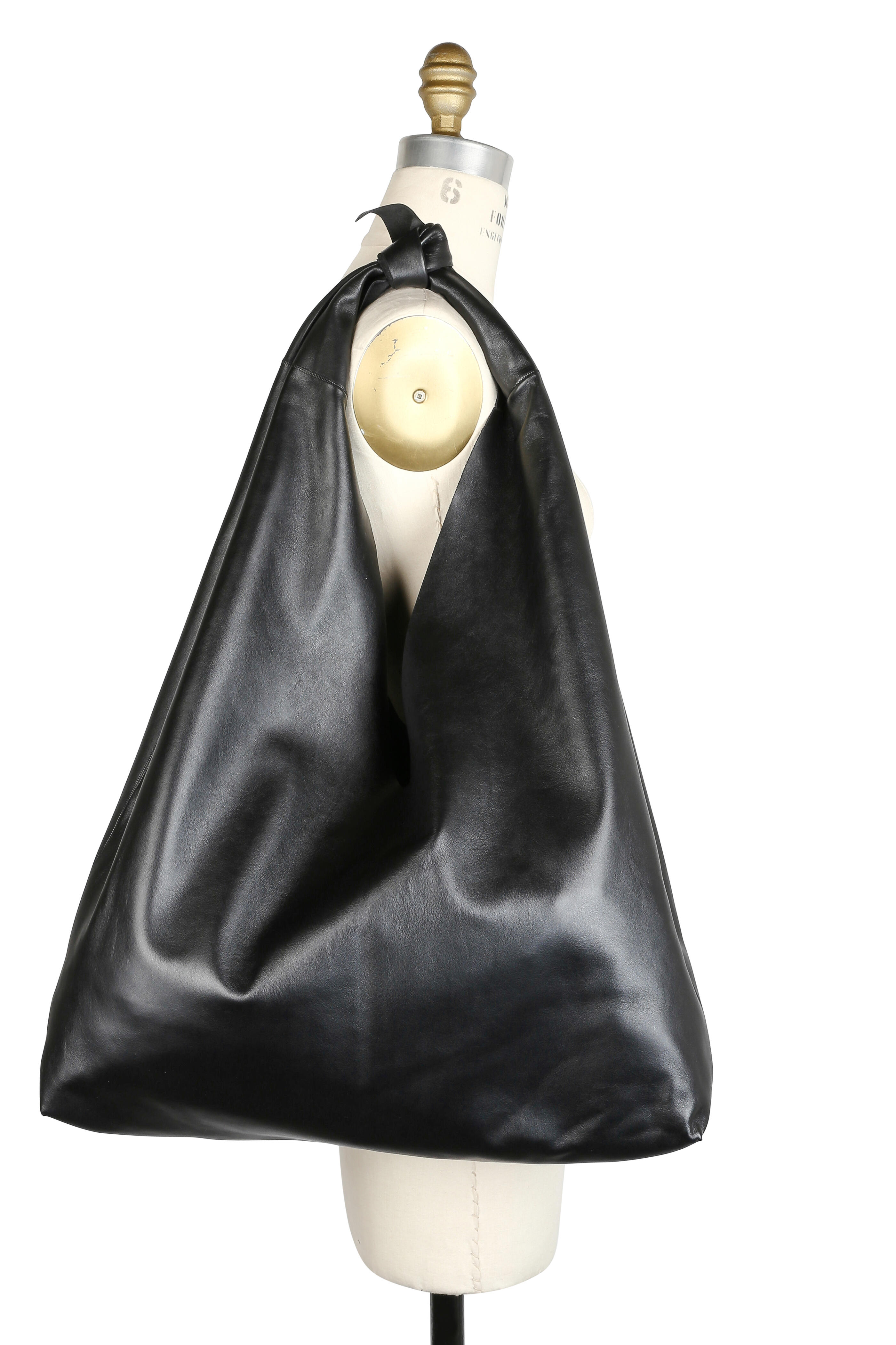 The Row - Bindle Black Leather Hobo Bag