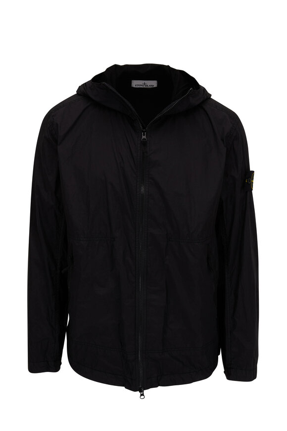 Stone Island - Black Crinkle Reps NY Windbreaker