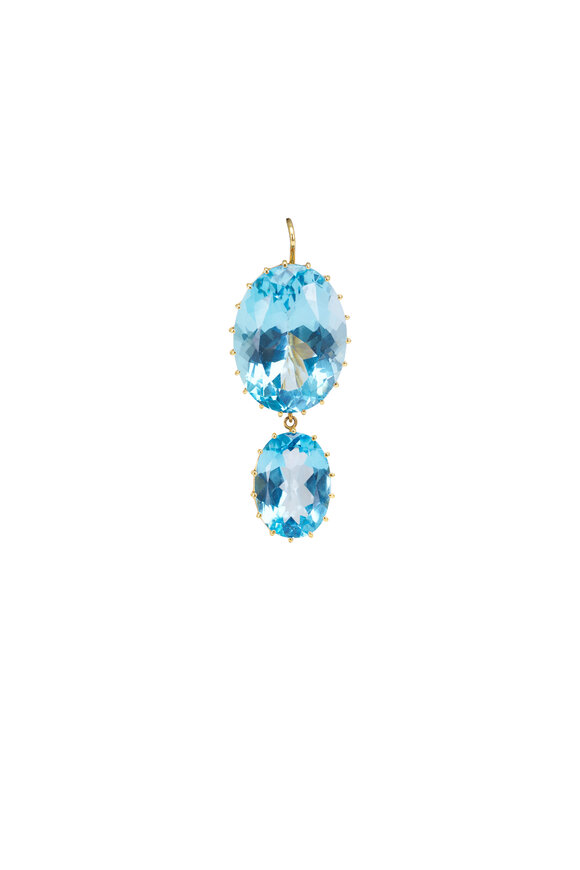 Renee Lewis 18k Yellow Gold Blue Topaz Earrings - view 2