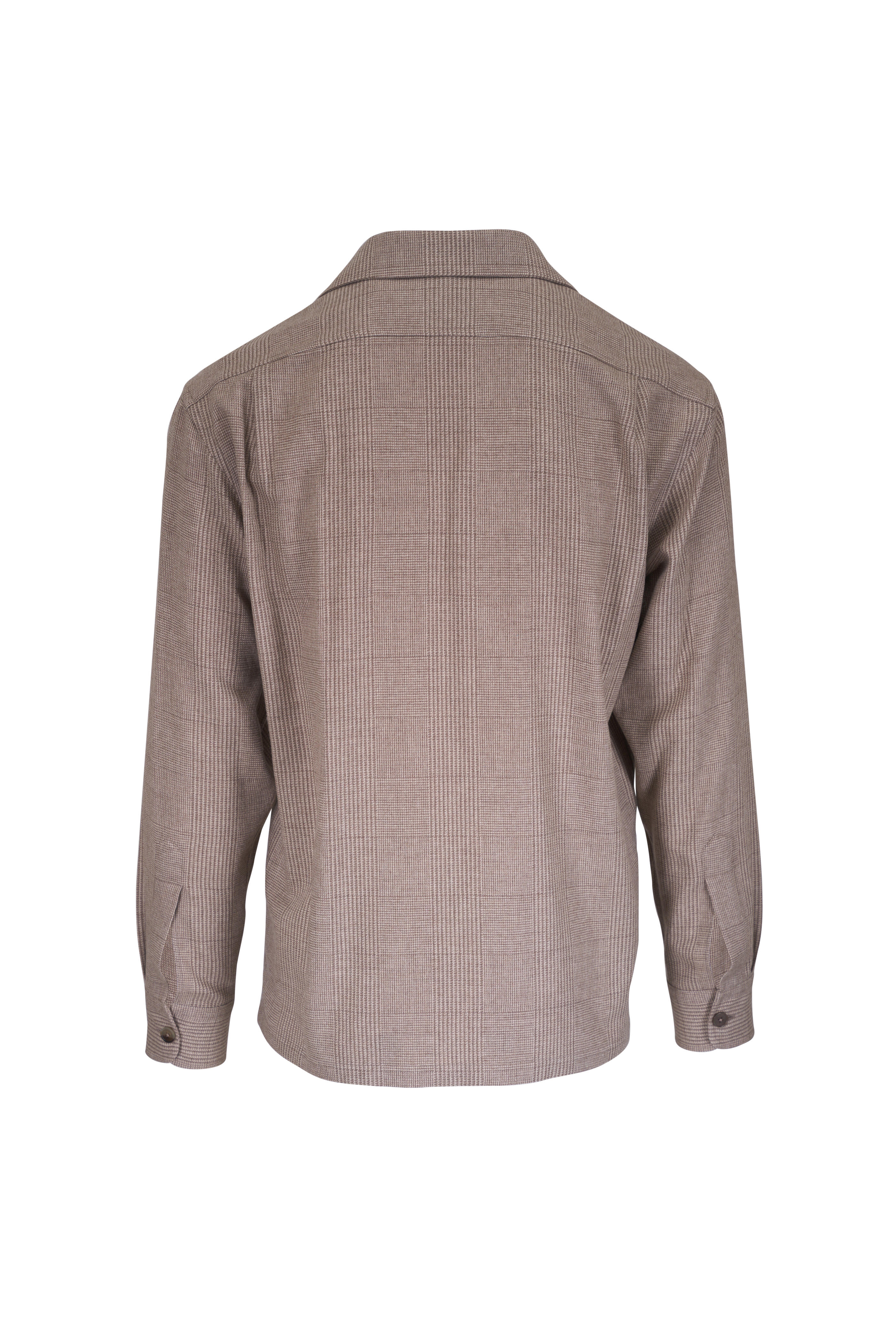 Ralph Lauren Purple Label - Brown Plaid Wool, Silk & Cashmere Sport Shirt