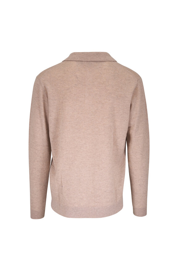Kinross Sand Cashmere Button Polo - view 2