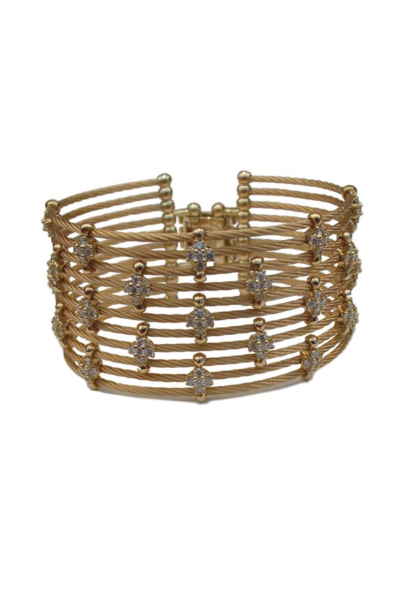 Paul Morelli - Yellow Gold Wire Cuff Diamond Bracelet