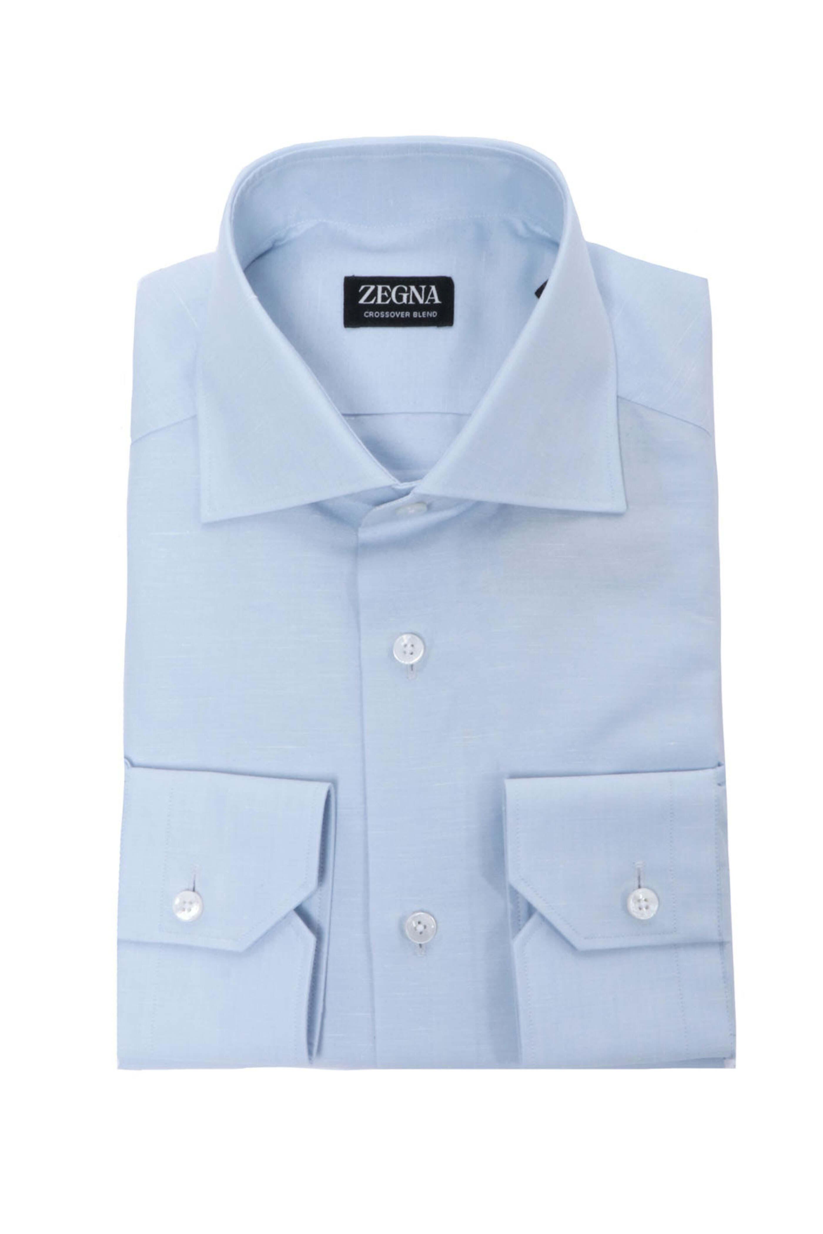 Zegna - Light Blue Crossover Dress Shirt