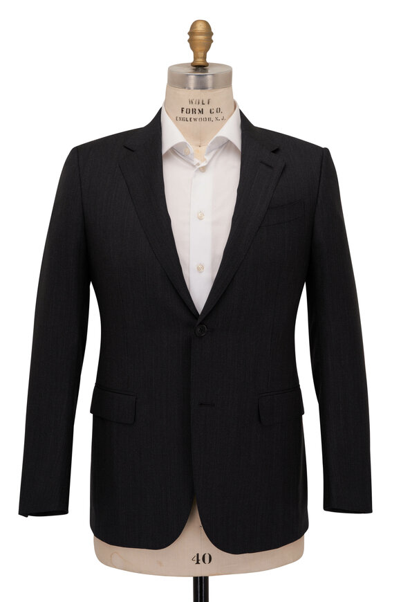 Zegna - Solid Charcoal Gray Fancy Wool Suit