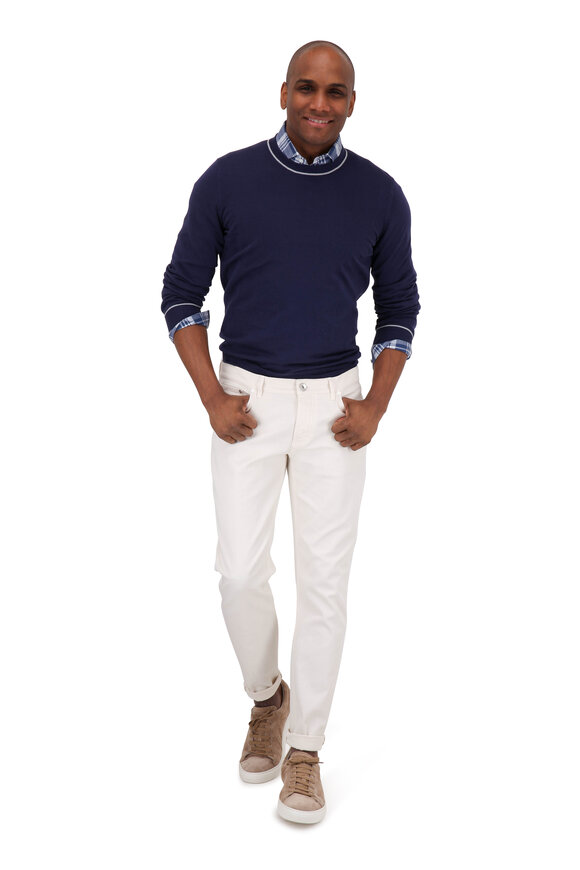 Brunello Cucinelli - Navy Cotton Crewneck Pullover