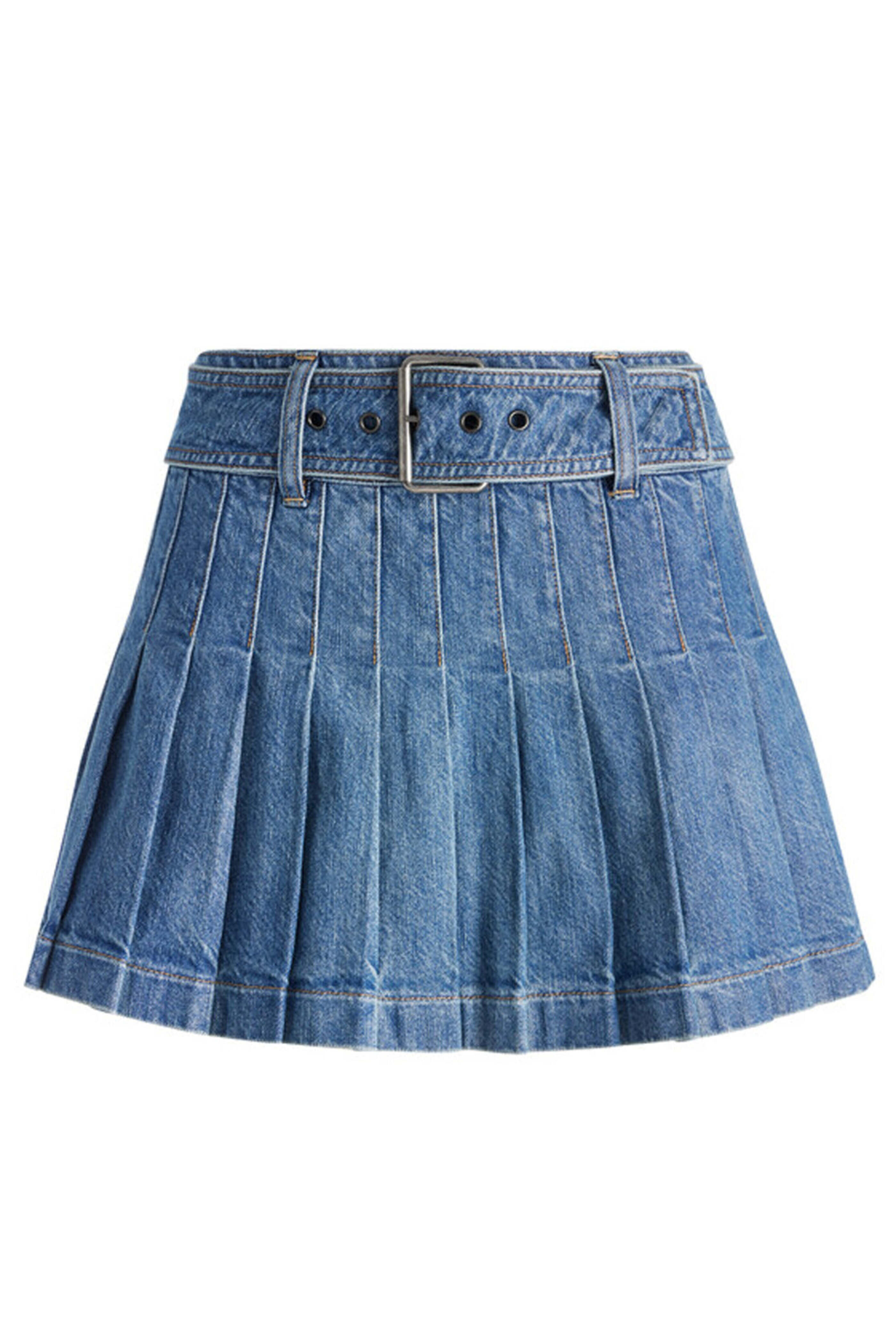 Alice & Olivia - Low Rise Mera Pleated Mini Skirt in Avery Blue