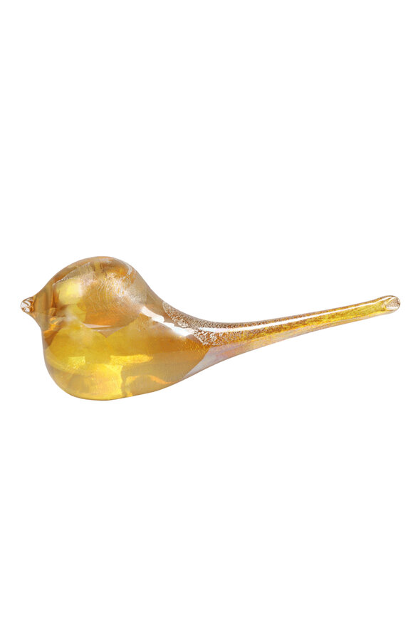 Dallas Glass Art Gold & Clear Glass Bird