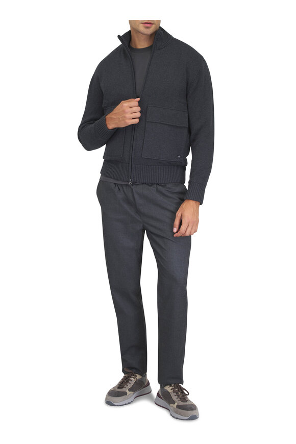 WAHTS Anthracite Soft Wool Pleated Comfort Chino - view 5