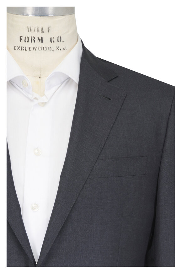 Canali Kei Gray Wool Sharkskin Suit - view 1