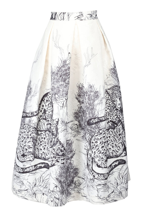 Lunatica Athene White & Navy Jacquard Midi Skirt