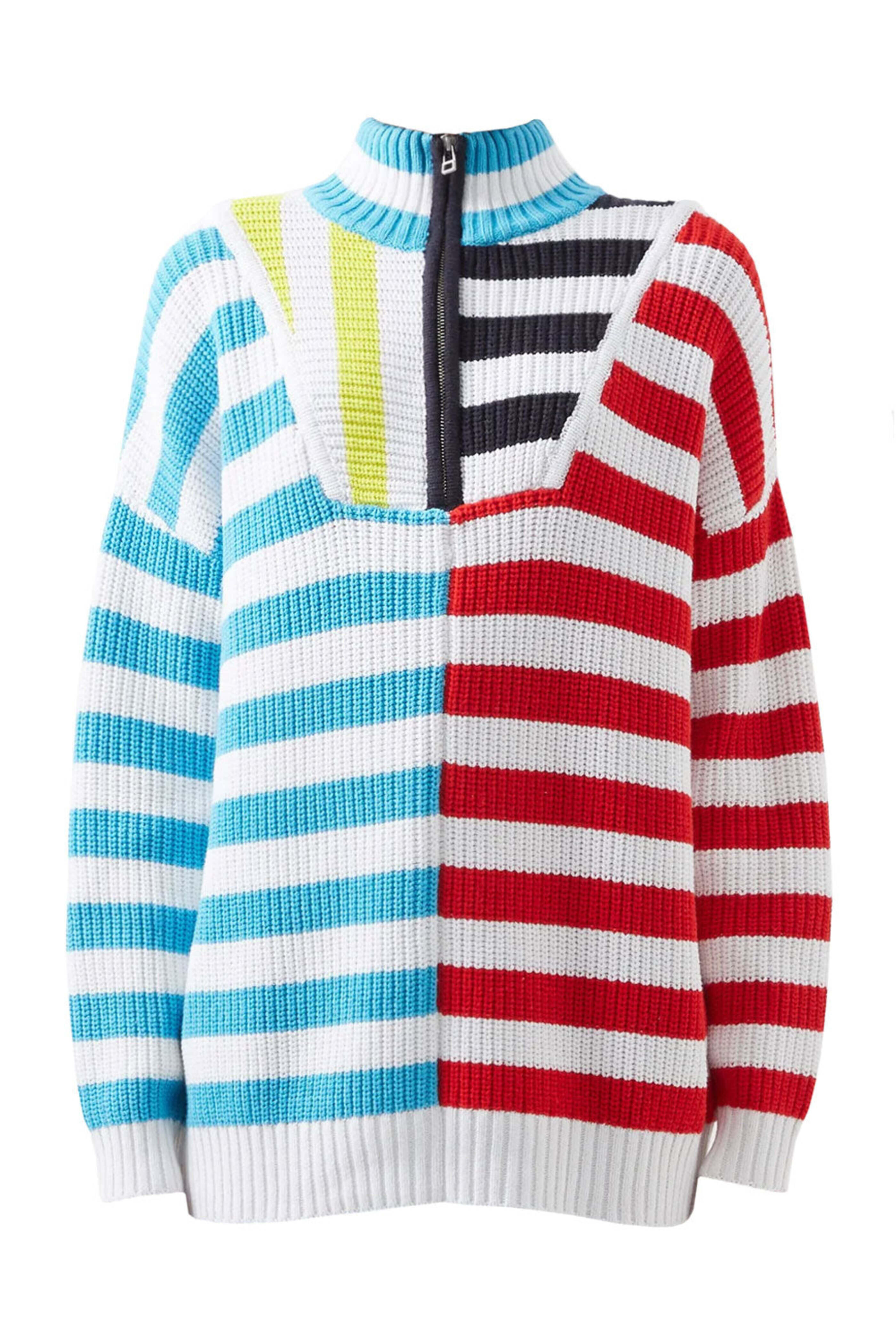 Staud - Captain Stripe Knit Hampton Quarter Zip Sweater