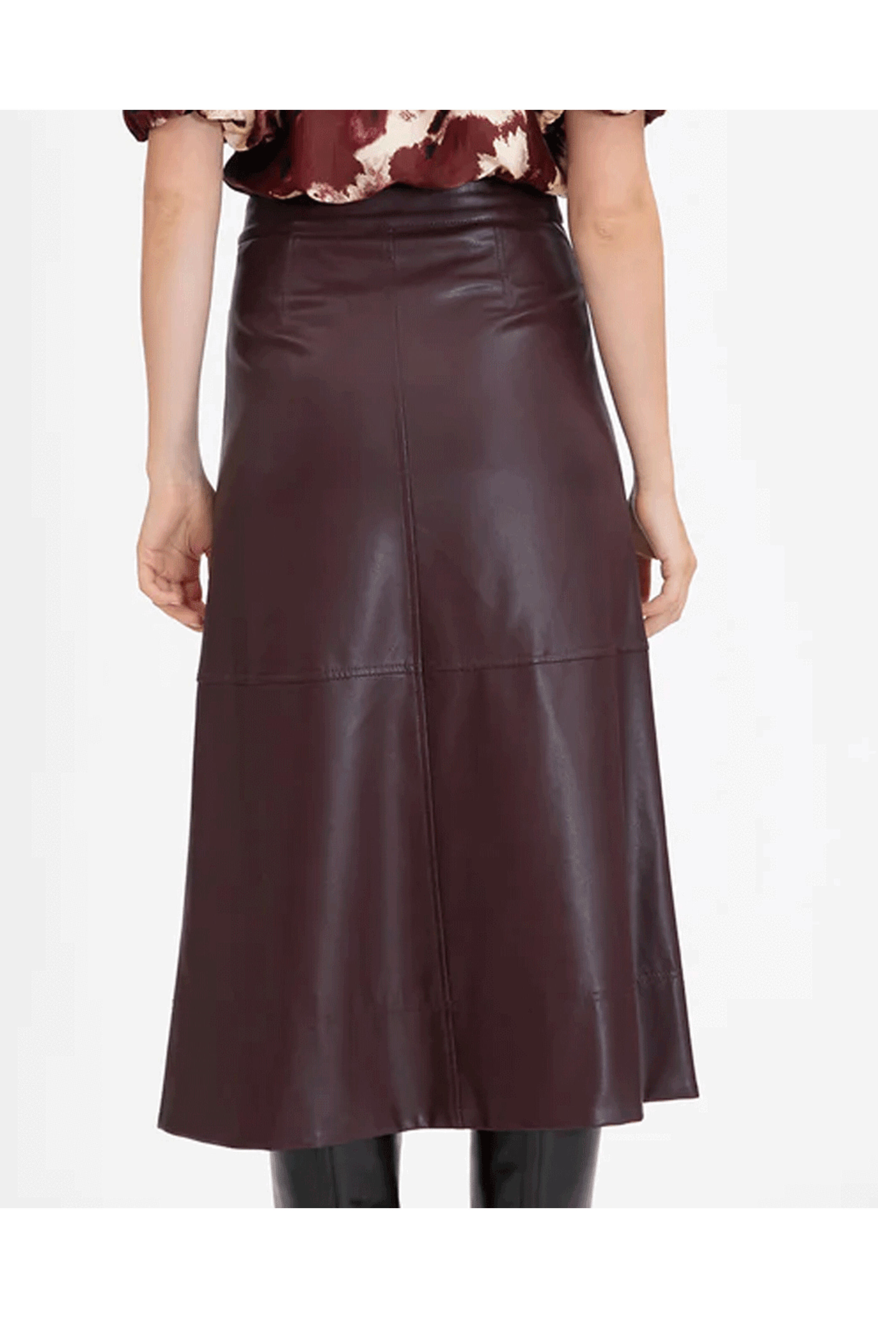 Tanya Taylor - Oxblood Vegan Leather Skirt